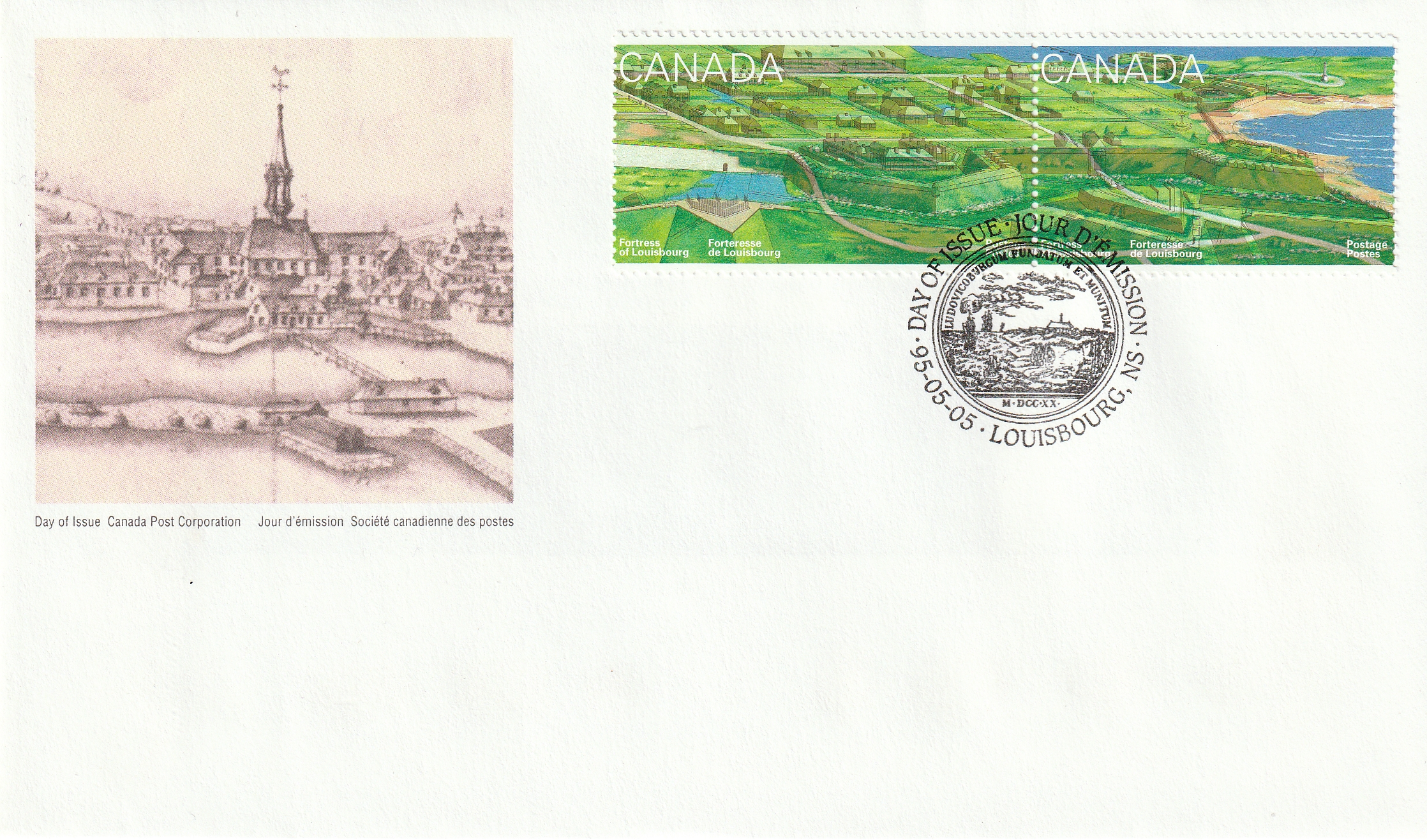 1995 Canada #1550 - 1551 Fortress of Louisbourg, Nova Scotia FDC
