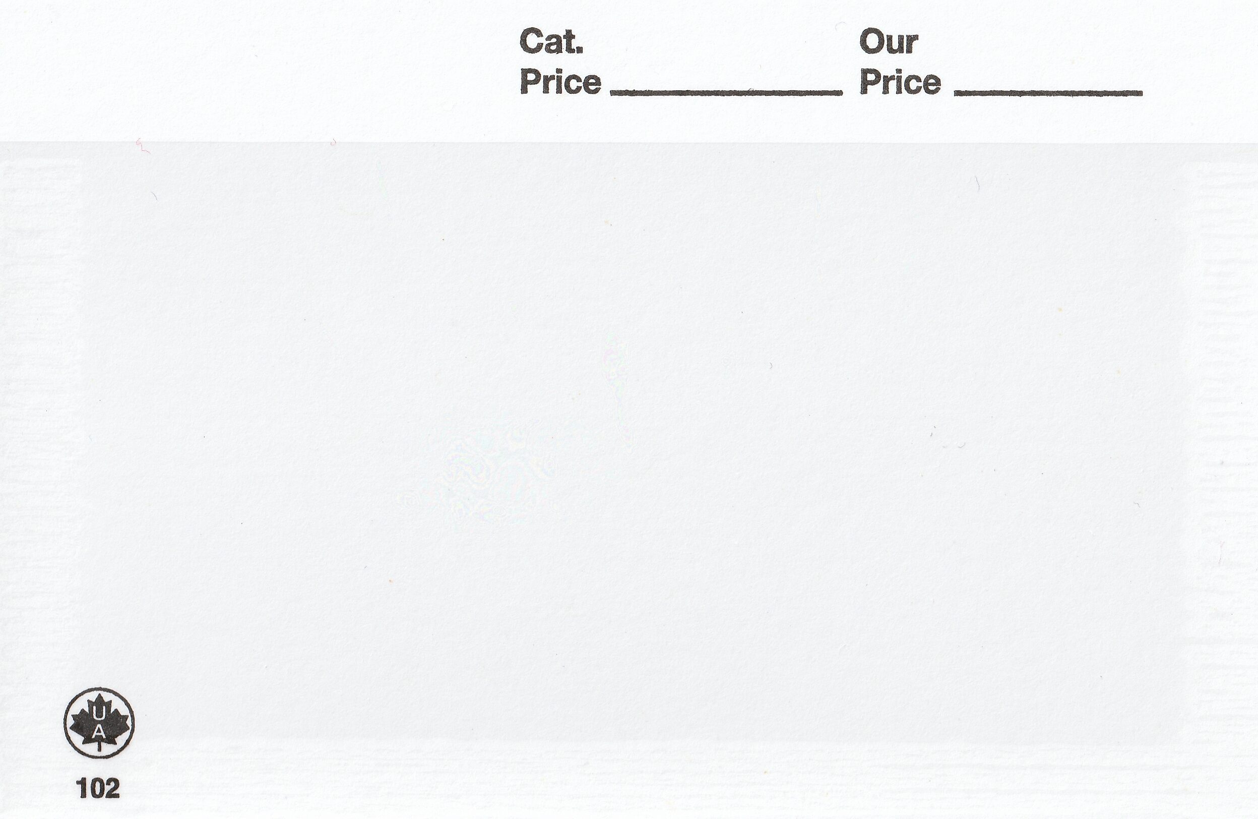 Dealer's form 102 white card with a plastic pocket to protect your stamps. There are fields for the identification of stamps by number & pricing details may be added. Each package contains 100 cards.