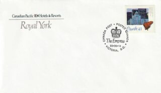 Envelope with Canadian Pacific Royal York branding, a stamp, and a Canada Post cancellation mark.