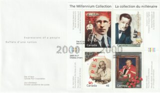 Canadian Millennium Collection stamps honoring medical pioneers and researchers.