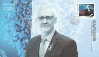 Canadian stamp honoring medical pioneer Julio Montaner.