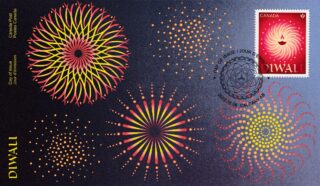 Canada Post Diwali stamp on a first day cover.