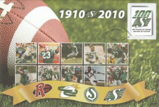 2010 Canada #S84 Saskatchewan Roughriders 100th Anniversary (1910 - 2010) SEC